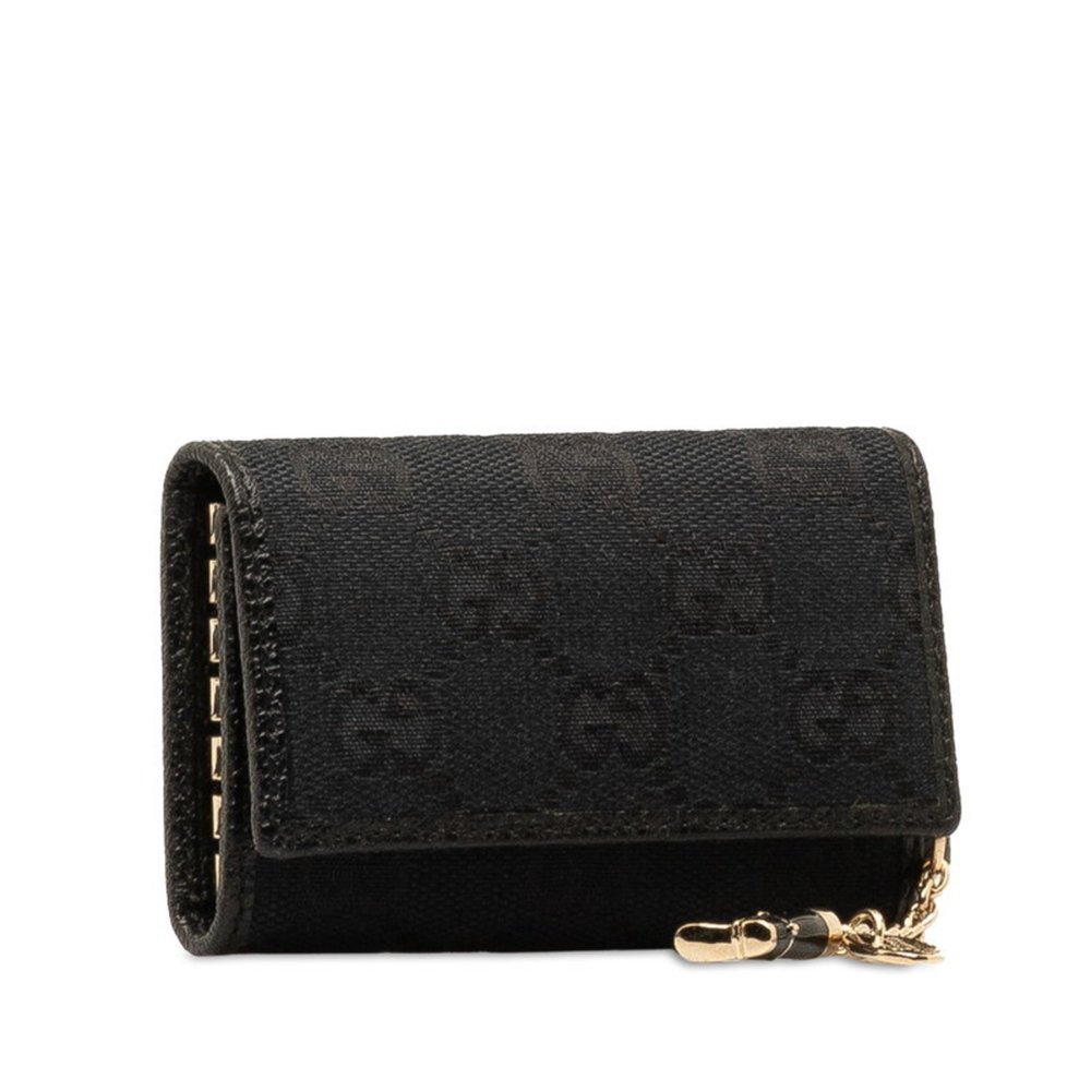 Gucci GG Canvas 6-ring Key Case 154184 Black Leather Women's GUCCI - Picture 3 of 9